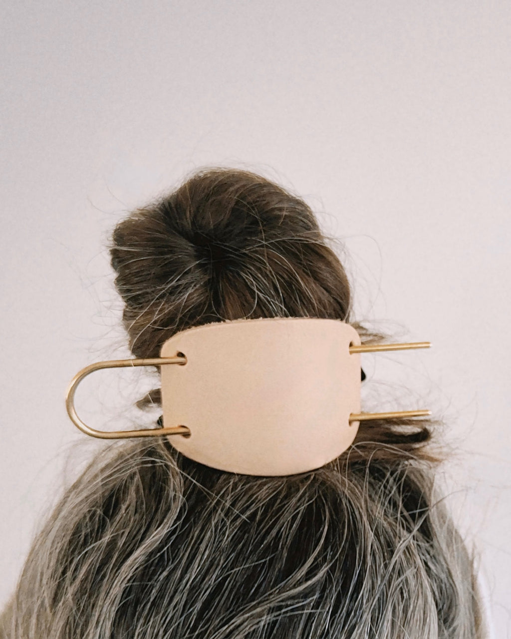 BRASS & LEATHER HAIR PIN