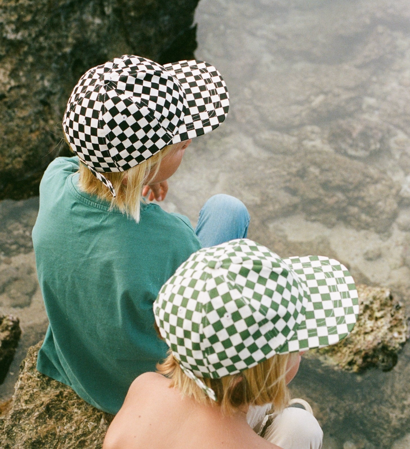 Kids Checkered Twill Caps