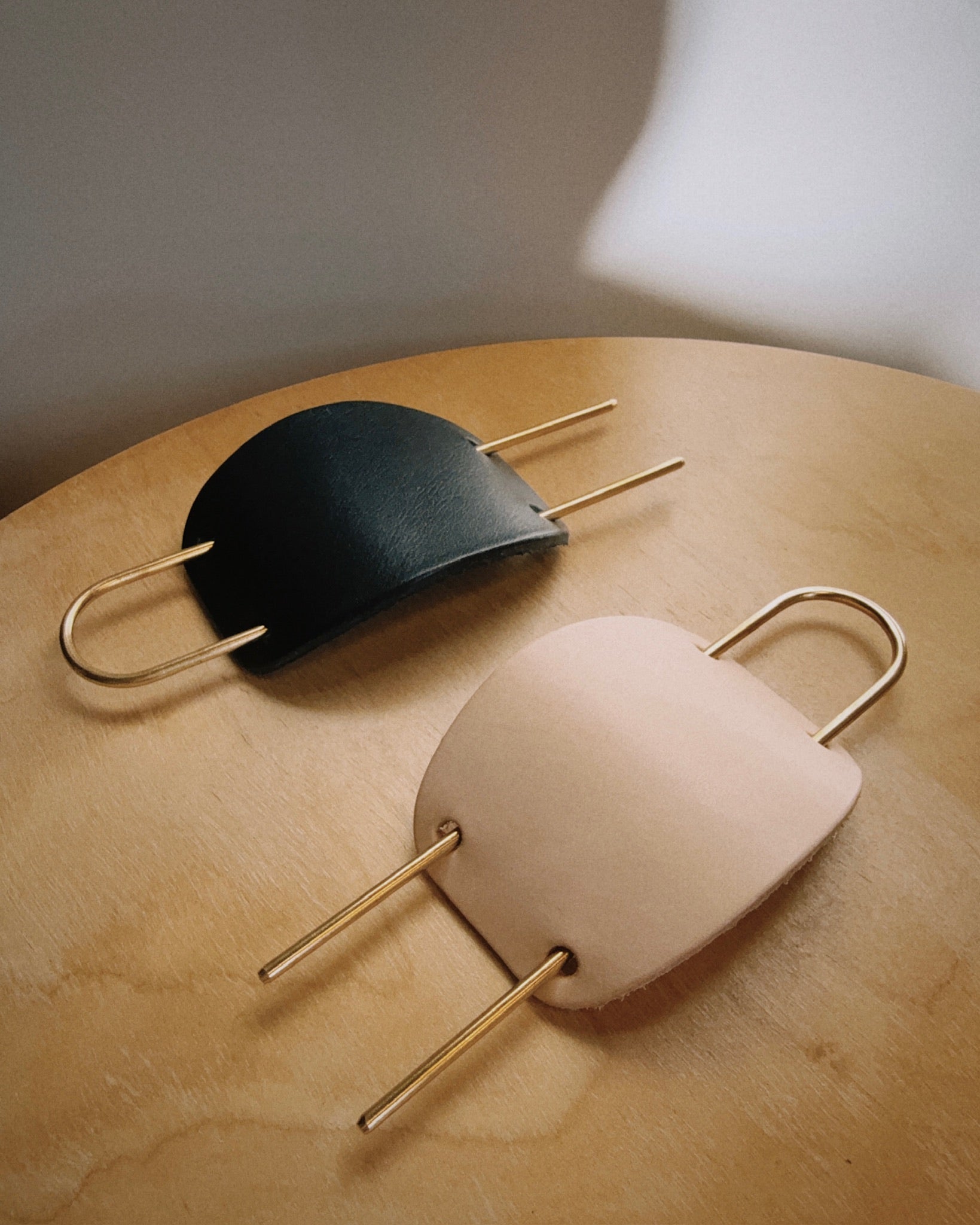 BRASS & LEATHER HAIR PIN