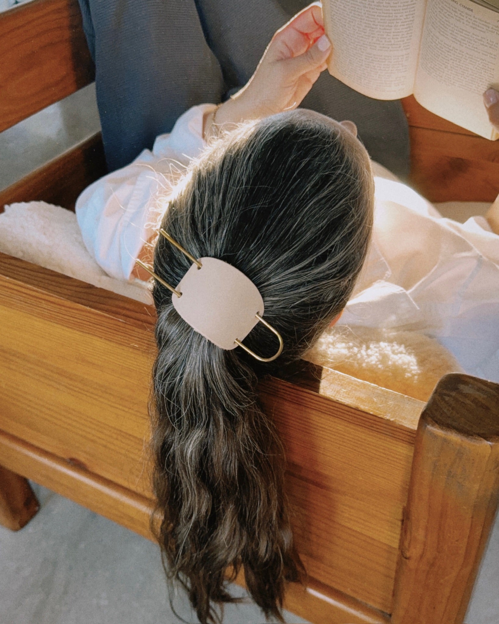 BRASS & LEATHER HAIR PIN