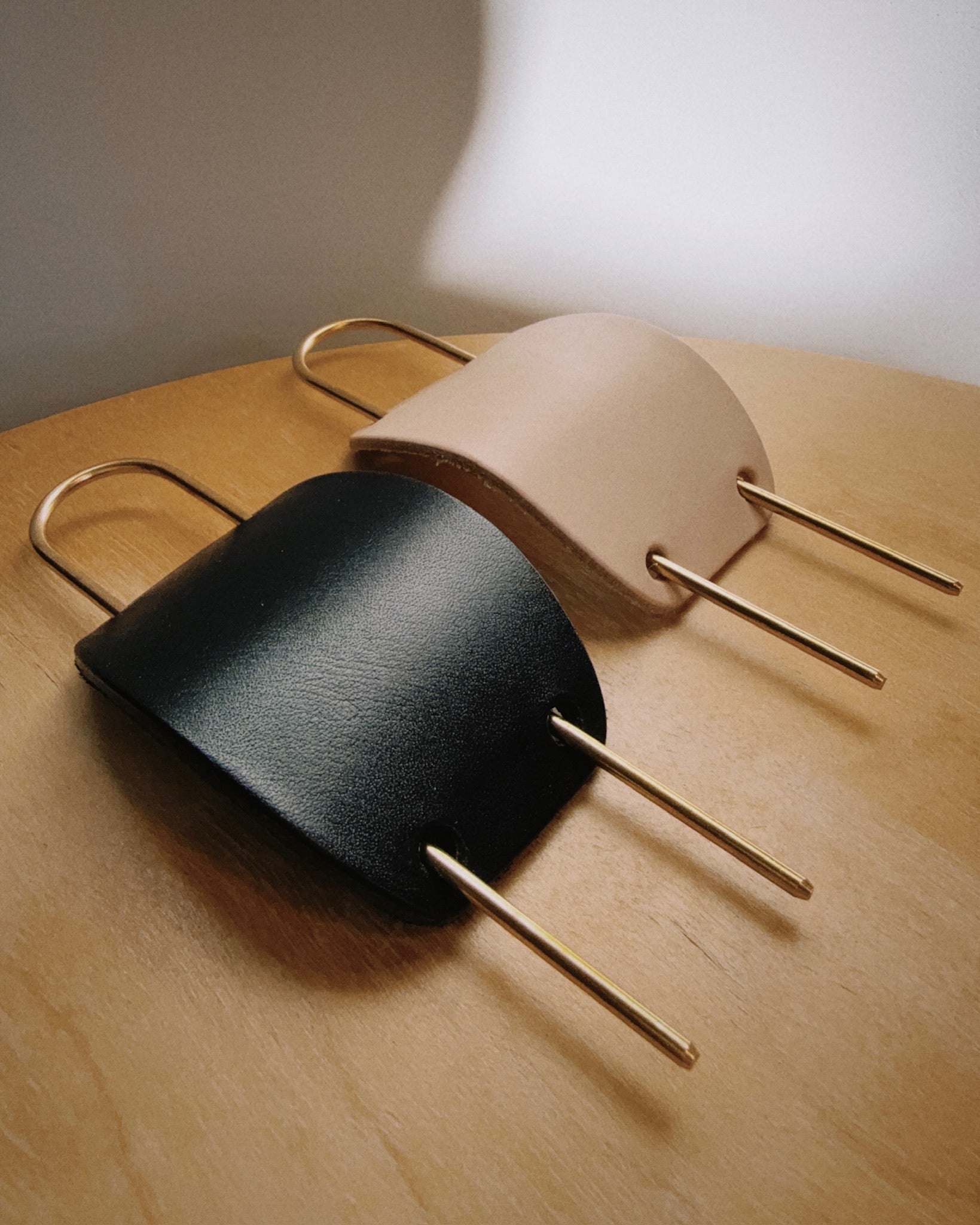 BRASS & LEATHER HAIR PIN