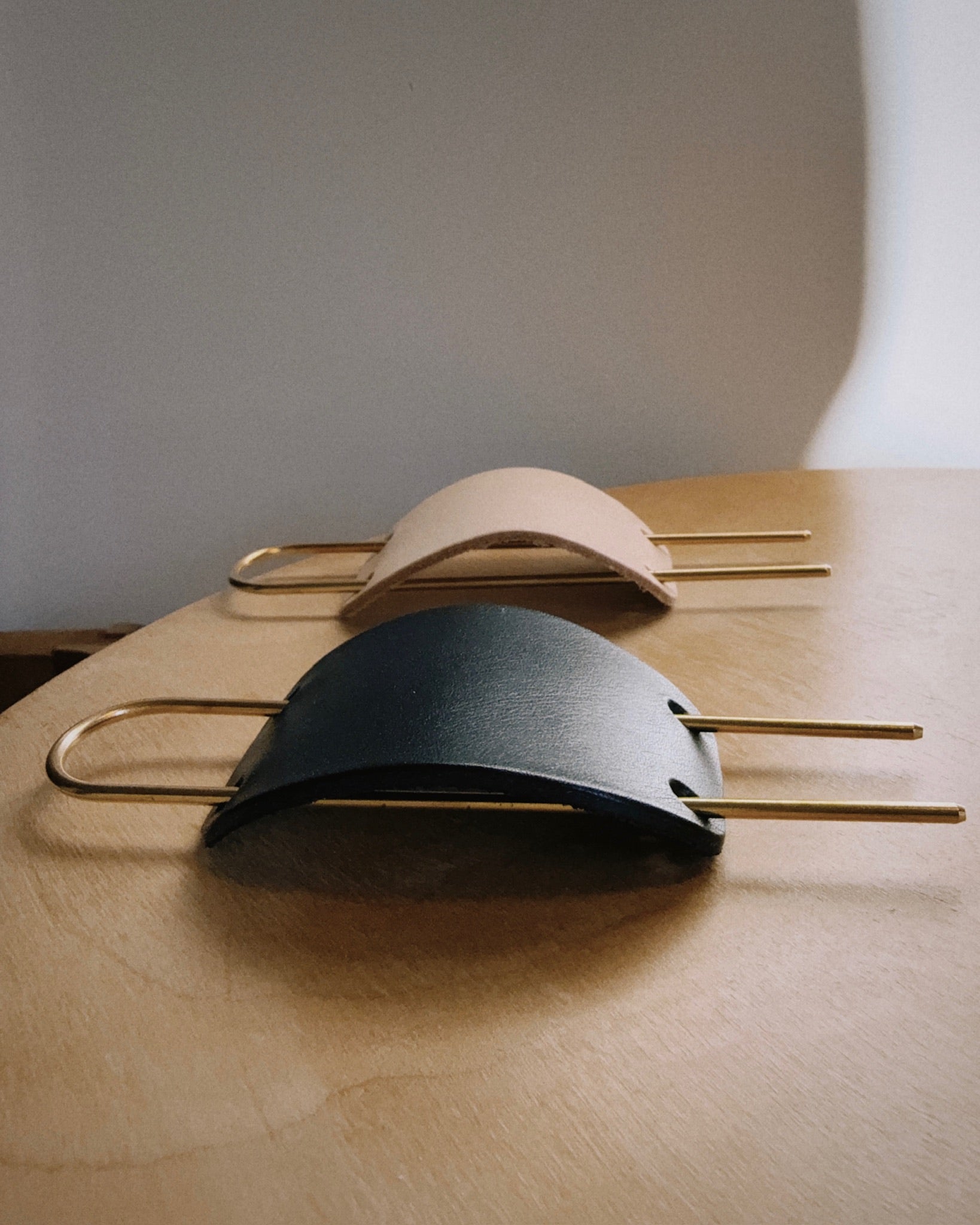 BRASS & LEATHER HAIR PIN